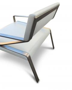  Bernhardt Design Bernhardt Design Four Sleek Mid Century Lounge Chairs Stainless Steel Leather - 2779446