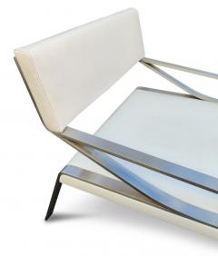  Bernhardt Design Bernhardt Design Four Sleek Mid Century Lounge Chairs Stainless Steel Leather - 2779449