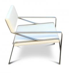  Bernhardt Design Bernhardt Design Four Sleek Mid Century Lounge Chairs Stainless Steel Leather - 2779459