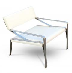  Bernhardt Design Bernhardt Design Four Sleek Mid Century Lounge Chairs Stainless Steel Leather - 2779462