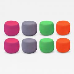  Bernhardt Design Set of Eight Bernhardt Apel Poufs or Stools Pairs in Pink Grey Orange Green - 2962851