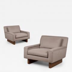  Bernhardt Furniture Company Bernhardt Furniture Club Lounge Chairs in Alpaca Wool Walnut by Flair Pair - 3012876