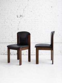  Bernini Set of 4 Mid Century Leather Walnut Dining Chairs Silvio Coppola for Bernini - 4565547