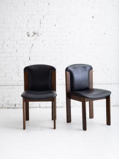  Bernini Set of 4 Mid Century Leather Walnut Dining Chairs Silvio Coppola for Bernini - 4565549