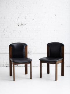  Bernini Set of 4 Mid Century Leather Walnut Dining Chairs Silvio Coppola for Bernini - 4565550