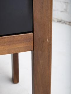  Bernini Set of 4 Mid Century Leather Walnut Dining Chairs Silvio Coppola for Bernini - 4565560