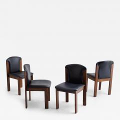  Bernini Set of 4 Mid Century Leather Walnut Dining Chairs Silvio Coppola for Bernini - 4569999
