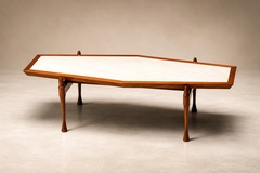  Bertomeu Cia Brazilian Modern Coffee Table in Cavi na Wood and Marble by Bertomeu Brazil - 4694093