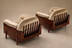  Bertomeu Cia Pair of Brazilian Modern Rosewood and Mohair Armchairs by Bertomeu - 4694144