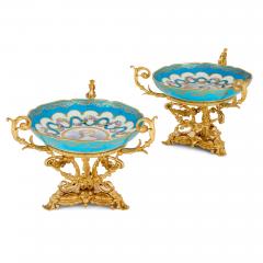  Beurdeley Fine Pair of Ormolu and S vres Style Porcelain Tazze by Beurdeley - 4758359