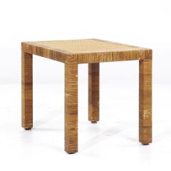  Bielecky Brothers Bielecky Brothers Mid Century Rattan Cane and Brass Side End Table - 3847495