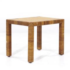  Bielecky Brothers Bielecky Brothers Mid Century Rattan Cane and Brass Side End Table - 3847499