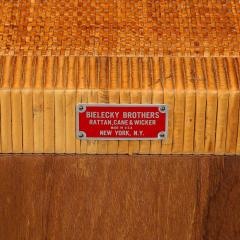  Bielecky Brothers Mid Century Modern Rattan Bamboo Wrapped Nightstands signed Bielecky Brothers - 4231175