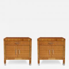  Bielecky Brothers Mid Century Modern Rattan Bamboo Wrapped Nightstands signed Bielecky Brothers - 4231503
