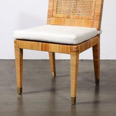  Bielecky Brothers Mid Century Rattan Bamboo Wrapped Upholstered Chair signed Bielecky Brothers - 4162103