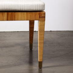  Bielecky Brothers Mid Century Rattan Bamboo Wrapped Upholstered Chair signed Bielecky Brothers - 4162104