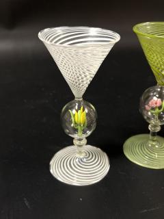  Bimini Glass Bimini Glass Set of Venetian style Cordial Glasses with Flower Decoration - 2578938