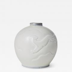  Bing Gr ndahl Art Deco Vase with Animal Reliefs by Ebbe Sadolin for Bing Groendahl - 2832806