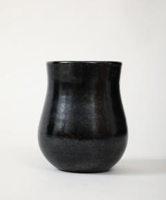  Biot French Moderne BIOT Vase Black Glaze Green Salt Interior France c 19601950 - 3757233