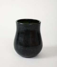 Biot French Moderne BIOT Vase Black Glaze Green Salt Interior France c 19601950 - 3757235