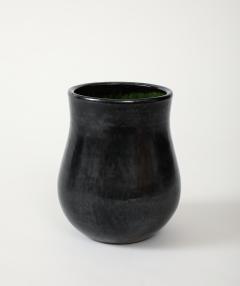  Biot French Moderne BIOT Vase Black Glaze Green Salt Interior France c 19601950 - 3757237