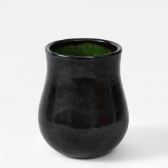  Biot French Moderne BIOT Vase Black Glaze Green Salt Interior France c 19601950 - 3758675