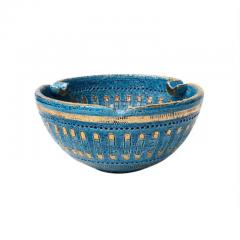  Bitossi Aldo Londi Bitossi Ashtray Ceramic Safety Pin Blue Gold Signed - 3321546