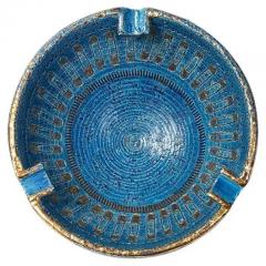  Bitossi Aldo Londi Bitossi Ashtray Ceramic Safety Pin Blue Gold Signed - 3321563