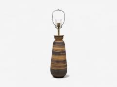  Bitossi Aldo Londi Bitossi Ceramic Brass Table Lamp Italy 1950s - 4346504