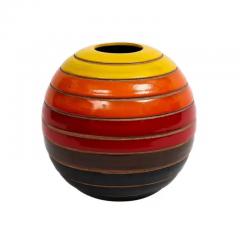  Bitossi Bitossi Ball Vase Ceramic Stripes Yellow Orange Red Black Signed - 3707788