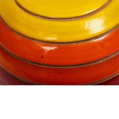  Bitossi Bitossi Ball Vase Ceramic Stripes Yellow Orange Red Black Signed - 3707793