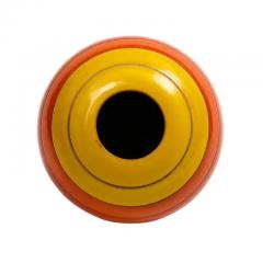  Bitossi Bitossi Ball Vase Ceramic Stripes Yellow Orange Red Black Signed - 3707794