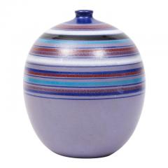  Bitossi Bitossi Ball Vase Stripes Purple Blue White Red Signed - 2743719