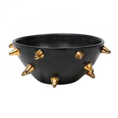  Bitossi Bitossi Bowl Ceramic Black with Gold Spikes Signed - 2833731