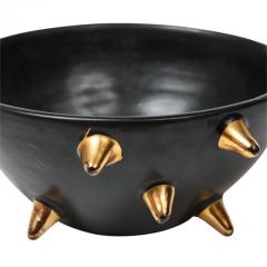  Bitossi Bitossi Bowl Ceramic Black with Gold Spikes Signed - 2833733