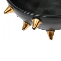  Bitossi Bitossi Bowl Ceramic Black with Gold Spikes Signed - 2833736