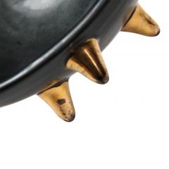  Bitossi Bitossi Bowl Ceramic Black with Gold Spikes Signed - 2833738