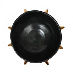  Bitossi Bitossi Bowl Ceramic Black with Gold Spikes Signed - 2833739