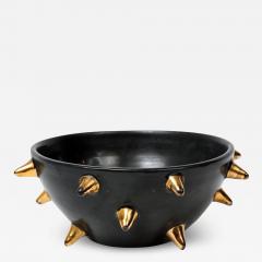  Bitossi Bitossi Bowl Ceramic Black with Gold Spikes Signed - 2839782