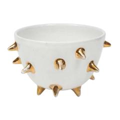  Bitossi Bitossi Bowl Ceramic White Gold Spikes Signed - 2844389