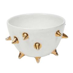  Bitossi Bitossi Bowl Ceramic White Gold Spikes Signed - 2844390