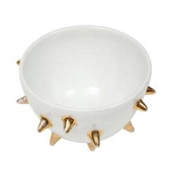  Bitossi Bitossi Bowl Ceramic White Gold Spikes Signed - 2844392