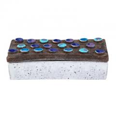  Bitossi Bitossi Box Ceramic Applied Discs Blue Purple White Brown Signed - 2777692