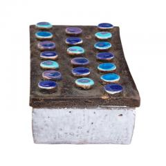  Bitossi Bitossi Box Ceramic Applied Discs Blue Purple White Brown Signed - 2777693