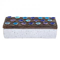  Bitossi Bitossi Box Ceramic Applied Discs Blue Purple White Brown Signed - 2777695