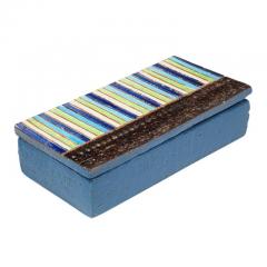  Bitossi Bitossi Box Ceramic Blue Green White Stripes Signed - 2743661