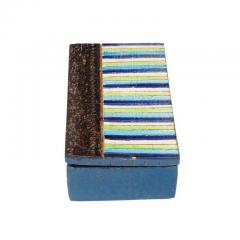  Bitossi Bitossi Box Ceramic Blue Green White Stripes Signed - 2743666