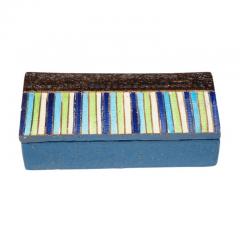  Bitossi Bitossi Box Ceramic Blue Green White Stripes Signed - 2743673