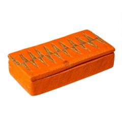  Bitossi Bitossi Box Ceramic Orange and Gold Geometric Signed - 2744032