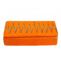 Bitossi Bitossi Box Ceramic Orange and Gold Geometric Signed - 2744033